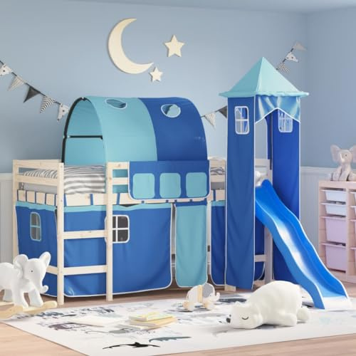 INLIFE Vorhänge für Hochbett mit Tunnel und Turm Blau,Möbel,Betten & Zubehör,Bett- & Bettrahmenzubehör,Blau,3.26 KG,835920
