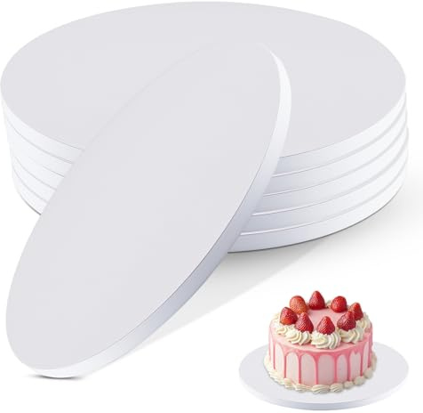 6 Pezzi Sottotorta Rotondo, Base per Torte 30 cm in Cartone Alimentare Spesso 12mm, Riutilizzabili, Impermeabili e Anti-Grasso per Trasporto e Decorazione Torte da 20-28cm per Feste