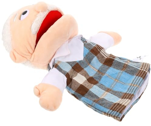 Garneck Handpuppe für Kinder: Plüsch Opa Handpuppe mit Beweglichem Mund Realistische Puppe für Geschichtenerzählen Kreatives Spielzeug für Rollenspiele Und Familienspaß
