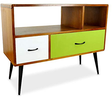 livasia Java Retro Sideboard aus Teakholz | Vintage TV-Bank aus Massivholz | Teakholz Lowboard | Asia HiFi-Möbel (Handarbeit) | Asiatische Möbel der Marke Asia Wohnstudio