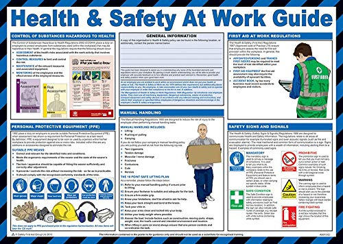 PDL – Pegdev - First Aid & Health Safety Poster A2 Landscape - Health and Safety at Work- Durable Hazard Sign & Guide.