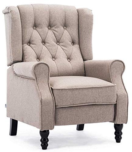 More4Homes ALTHORPE WING BACK FIRESIDE RECLINER FABRIC BONDED LEATHER OCCASIONAL ARMCHAIR SOFA CHAIR (Pumice, Linen)