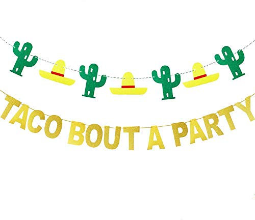 JeVenis Gold Glitter Taco Kampf um eine Party Banner mexikanischen Fiesta Banner für Bachelorette Birthday Party Baby Shower Dekorationen liefert