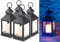 Lunartec Grablampen: 4er Pack Laterne mit flackernder LED-Kerze und Timer, Batteriebetrieb (Laterne mit Batterie und Timer, Beleuchtung LED, Echtwachskerzen)