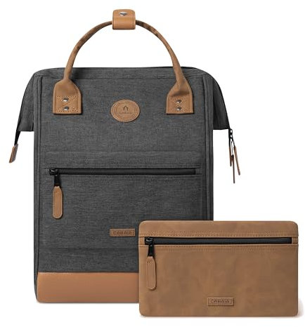 CABAIA - Sac à Dos Adventurer Londres - Medium 18L - Déperlant - Compartiment Ordinateur Portable 13-2 Poches - Certifié Vegan - Sac Voyage, Affaires, École pour Homme et Femme - Noir