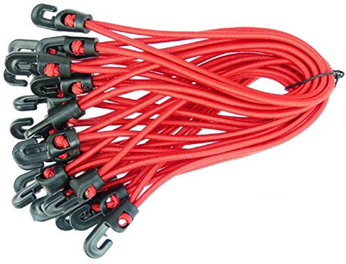 100 Stück Spannfix Planenspanner 18 cm, Ø 4 mm Rot - Spanngummi Expander mit Haken (100 Stück, Rot)