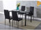 Dining Table and Chairs 4 Seater with Glass Room Leather Kitchen Furniture Set (Black Table120cm + 4 Black Chair)