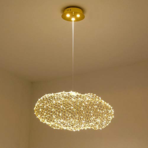 LED Hardware Wolke Pendelleuchte Moderne Kreative Hängeleuchte Netz Ovaler Pendellampe Gold Höhenverstellbarer Hängelampe Restaurant Wohnzimmer Schlafzimmer Café Bar Mall Küche Kronleuchter,60cm …