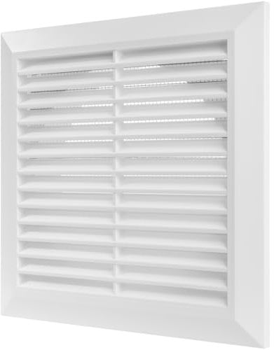 Vent Systems Ø6 Duct - 8 x 8 Inch White Air Vent Cover - Bathroom Exhaust Vent Pipe - Louvered Outdoor Dryer Vent Cover - White Ø150 mm (200 x 200 mm)