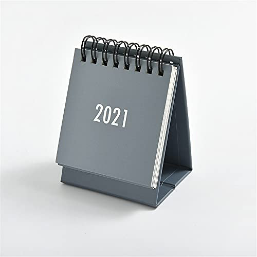 ZAW Kalender 2021 2022 Einfache Schreibtisch Coil Calendar mit Aufkleber Mini Dual Daily Termine Tabellenplaner Jährlicher Organizer Bürobedarf Wandkalender Tischkalender (Color : 2021 Grey)