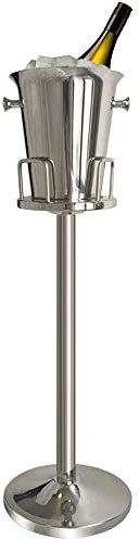 Seau à Glace sur Pied avec Support, Seau à Glace pour Champagne Et Vin Rouge, Seau à Glace pour 3-6, Adapté pour Les FêTes, Banquets, Barbecues, Anniversaires (90cm, Argent)