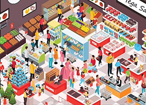 Brain Tree - Food Mart 1000 Piece Puzzle for Adults: With Droplet Technology for Anti Glare & Soft Touch