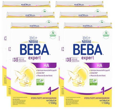 BEBA expert HA 1 Hydrolysierte Anfangsnahrung, Säuglingsnahrung von Geburt an, 6er Pack (6 x 550g)
