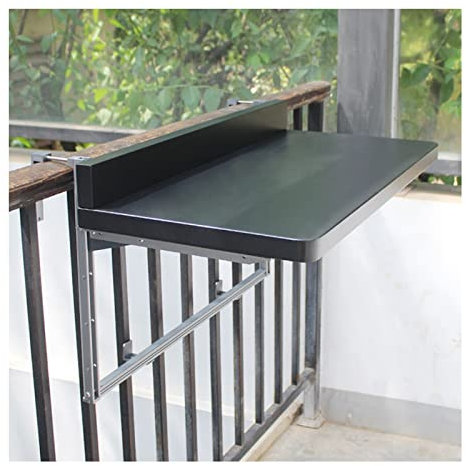 Balkontisch Klappbar, Balkongeländer Wetterfest, Outdoor Tisch, 5-fach verstellbare Tischplattenhöhe, Balkon Möbel, für Balkon, Garten (Color : Black, Size : 120 * 40cm)