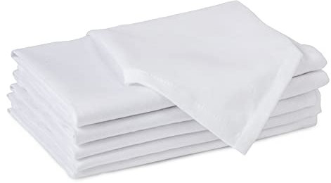 Encasa XO Baumwollstoffservietten | 6er-Set | Größe 43x43 cm | White Volltonfarbe | Waschmaschinenfest