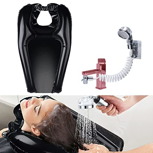 Lavatesta Gonfiabile per Lavaggio Capelli.Lavatesta Portatile con Doccetta.Poggiatesta Lavare Capelli.Lavatesta Parrucchiera Professionali Portatile per Anziani,Disabili.Lavandino Portatile Bambini