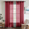 EMEMA 2er Set Sheer Voile Vorhang mit Ösen Transparente Gardine aus Voile Polyester Ösenschal Transparent Wohnzimmer Luftig Dekoschal für Schlafzimmer 140 X 160 cm (B x H) Rot