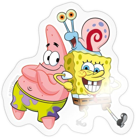 Spreadshirt SpongeBob Schwammkopf Mit Patrick & Gary Sticker, max. 10 x 10 cm, 10 x 10 cm, Transparent glänzend