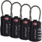 OW-Travel Kabelschloss 4 Stellig Zahlenschloss Kofferschloss Vorhängeschloss Gepäckschloss Sicherheitsschloss TSA Lock Cable USA Schloss Zahlencode für Reisekoffer Spind Rucksack Luggage:4 Schwarz