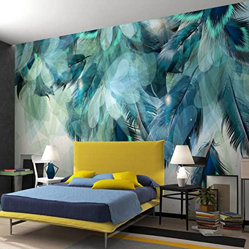 Kuletkear Peacock Feathers 3D Wallpaper Mural Children's Room Animal Living Room Tv Sofa Theme Hotel Luxury Background Modern Wall Painting Home Decor Self-Adhesive Murals Decor Mural 826x589cm