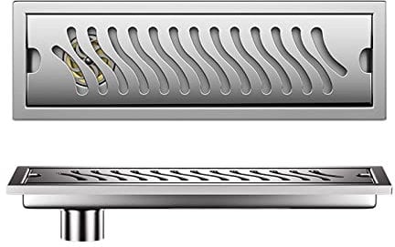 FCS Bathroom Duschrinne Edelstahl Ablaufrinne, Bodenablauf Dusche Duschablauf Sehr Flach Duschabfluss Duschablaufrinne Duschrinne für Küche, Bad, Dusche, Garage und Kel(Size:60cm,Color:Seitenablauf)