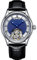GIV Tourbillon Herrenuhren Mechanische Armbanduhren Luxus Skeleton Handaufzug Analoge Armbanduhren Saphirglas Wasserdichtes Kleid Elegante Uhr mit echtem Lederarmband (Silber und Blau T09)