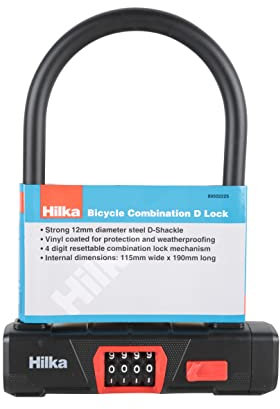 Hilka 89502225 Bicycle Combination D Lock, Black