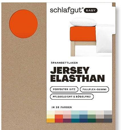 Schlafgut Easy Jersey Elasthan Spannbettlaken 120x200 bis 130x220 Red Mid, Spannbetttuch aus superweicher Baumwolle mit Elasthan