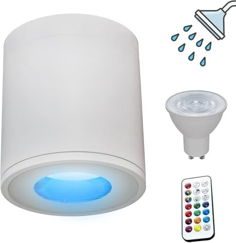 Planetitaly Faretto lampada soffitto bagno vasca box doccia sensoriale LED RGB CCT 8W GU10 impermeabile IP65 cromoterapia lampada smart WiFi controllo vocale (Colore bianco, Luce RGBW+3000K)