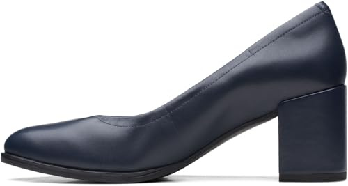 Clarks - Womens Freva55 Court Shoes, Color Navy Leather, Size: 5 UK Wide