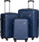 Xonic Design Reisekoffer - ABS Hartschalen Koffer mit 360° Leichtlauf-Rollen - hochwertiger Trolley mit Zahlenschloss in M-L-XL oder Set (Business Nightblue, Set)