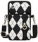 Narunii Petit Sac Téléphone Portable Femme,Sac de téléphone Portable,Bandoulière Portefeuille Poche,Crossbody Pochette Sacoche Running (Grille Diamant Noir et Blanc)