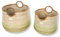 Terra Home 2er Set Aufbewahrungskörbe - stapelbar, Seegrass, rund, Ø 42 cm & 34 cm, geflochten, dekorativ, mit Henkel - Korb für Aufbewahrung, Spielzeug, Kinderzimmer, Wohnzimmer, Badezimmer (grün)