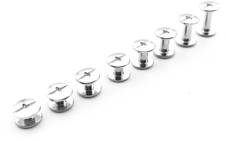 Julyun 50 Sets Metal Snap Rivets Chicago Screw 9MM,Slotted Cross Head Stud Nail Rivets, Chicago Button for DIY Planner, Leather Decoration, Bookbinding