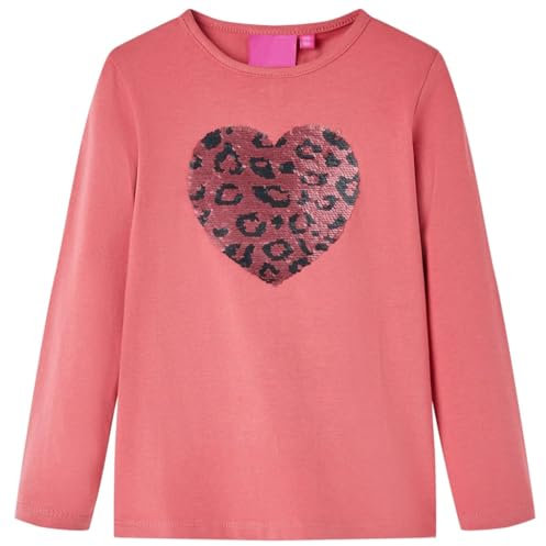 Kinder Langarmshirt mit Pailletten-Herz Langarm T-Shirt Jungen Altrosa 128