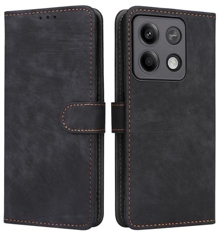 Unichthy Case for POCO M6 Pro Cover Shockproof Leather Wallet Case with [RFID Blocking] Credit Card Holder Stand Book TPU Flip Case Folio Phone Cover for Xiaomi POCO M6 Pro 4G Black