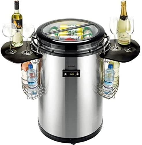 Syntrox 50 l Kühlfass | Kühltonne | Getränkefass | Partycooler | Flaschenkühler Salaron, für Veranstaltungen, mit Glasdeckel, Temperaturanzeige, 75 Watt (Weiß)
