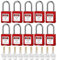 BOZZYS Verrous de verrouillage, cadenas Loto à clés identiques, anse en acier de 38 mm, corps en plastique (BD-G01KA-10PCS-Rouge, clés identiques-1 clé par serrure)