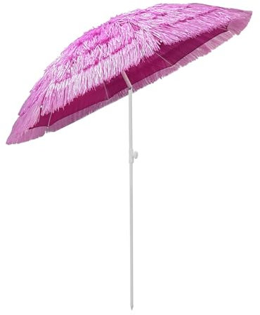 Zhixubah Hawaii Sonnenschirm Rosa Strandschirm Stroh UV-Schutz Neigbar Gartenschirm Tragbarer Balkon Strand Strohschirm Ø180cm Wasserdicht Hawaiischirm für Strand Terrasse Garten Pool Balkon