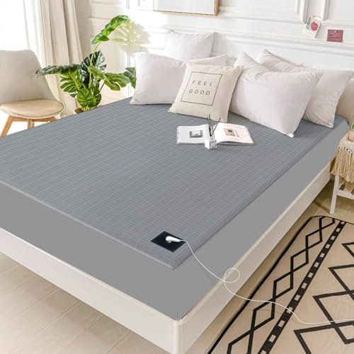 Grounding Fitted Sheet, Erdungs Spannbettlaken,Grounding Sheet Conductive Sheet with Silver Fiber Therapy for Better Sleep Reduce Stress Pain (Grau, 193 * 203 * 38cm)