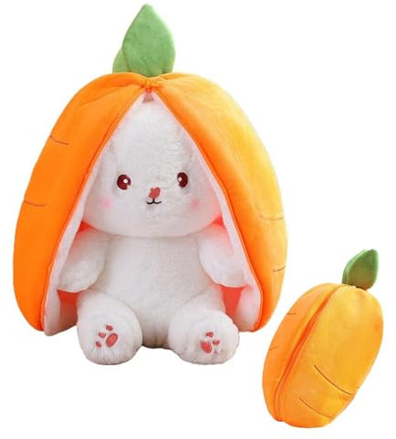 PXRLMYF Hasen Verstecken, Karotten Kissen Plüschtier mit Reißverschluss, Versteckspiel Ostergeschenke Für Kinder, Jungen, Mädchen (Karotte,23cm)
