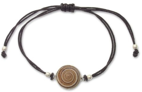 DUR Armband Ahoi Muschel, Elastik für Damen mit 925 Sterling Silber in der Farbe Braun mit, Längenverstellbar, A1248