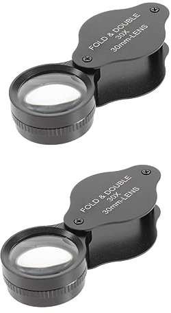 2 Stück Klapplupe, Vergrößerungsglas, 30-fache Vergrößerung, Glas, Vergrößerungsspiegel, Vergrößerungsgläser, Lupenlupe, stärkste Vergrößerungsglas-Seitenlinse, Porzellan-Aluminiumlegierung charitable