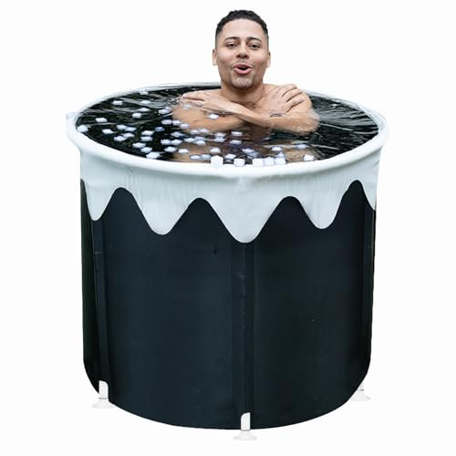 B&Y Eisbad Tonne für Athleten, 85cm Ø Nicht Aufblasbare Groß tragbares Ice Bath tub mit aktualisierten T-förmigen Rahmen, 425L Freistehende Eiswanne für Kaltwassertherapie, stabiler