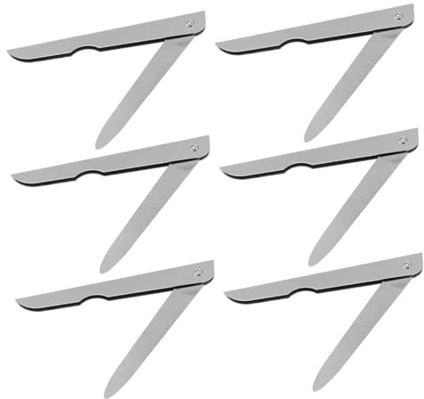 Healvian 6piezas Uñas De Acero Inoxidable Plegable Para Manicura Profesional De Herramientas De Belleza Para Uso Salón y Hogar Blanco
