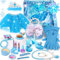 Set de Maquillaje para Niñas Elsa Frozen & Tutu de Princesa & Accesorios de Joyería de Hielo & Bolso, Juguetes Frozen Regalos de Cumpleaños para Niñas de 3 4 5 6 7 8 Años