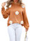 HEYPORK Damen Herbst Winter Warm Bequem Pullover Casual Mode Strickjacke Strickpullover Frauen Blume Pullover Rundhals Langarm Strickwaren(Braun, XL)