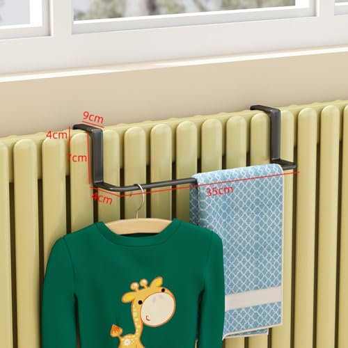 1 Pcs Towel Rail Radiator Radiator Airer Metal Radiator Heater Indoor Clothes Airer Dryer Laundry Towel Rail Rack Hanger Holder Horse Stand Bar (Black-Small)