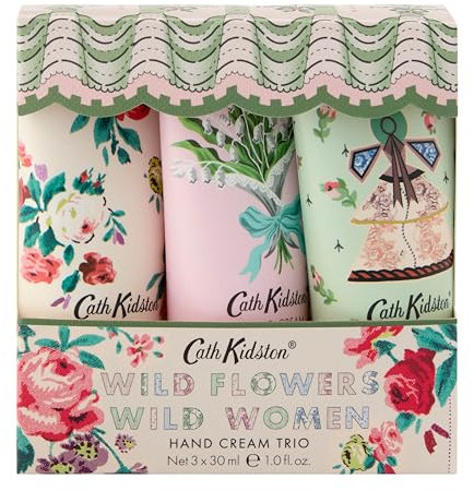 Cath Kidston Hand Cream Trio 3x 30ml, Moisturiser, Three Fragrances, Shea Butter, Glycerin and Essential Oils, Travel Size, Vegan and Cruelty Free, Beauty Gift For Her