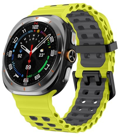 SRDRK Cinturino marino per Samsung Galaxy Watch Cinturino ultra 47mm Accessori Bracciale sportivo in silicone correa per cinturino Galaxy Watch7 ultra 47 mm(Lime-Gray)